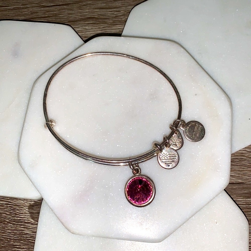 BOGO ALEX and ANI - Silver Swarovski Rose Birthstone Charm Stackable Bracelet